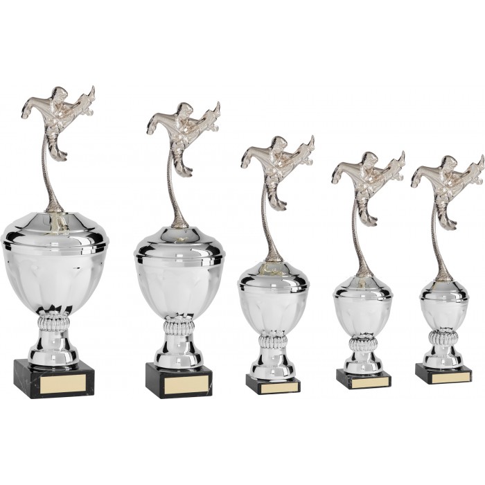 FLYING KICK METAL TAEKWONDO TROPHY  - AVAILABLE IN 5 SIZES